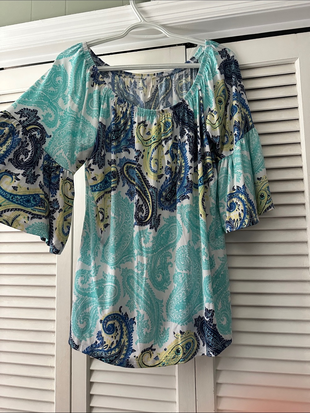 Womens Paisley Blouse - Aqua Blue